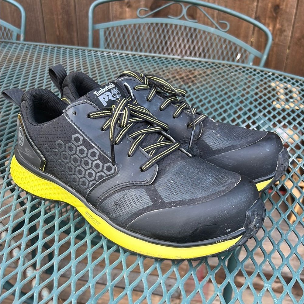 Timberland Pro Reaxion Mens 9M Composite Safety Toe Black Yellow Work Shoes